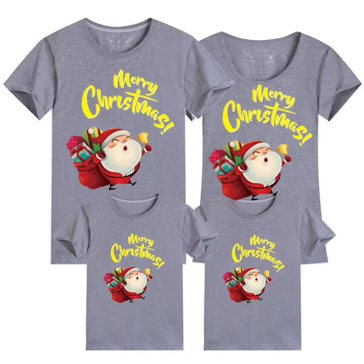 Рождественская одежда для семьи; коллекция года; Детские рубашки в стиле Санта-Клауса; одежда для мамы и дочки; одинаковые комплекты для семьи - Цвет: Gray