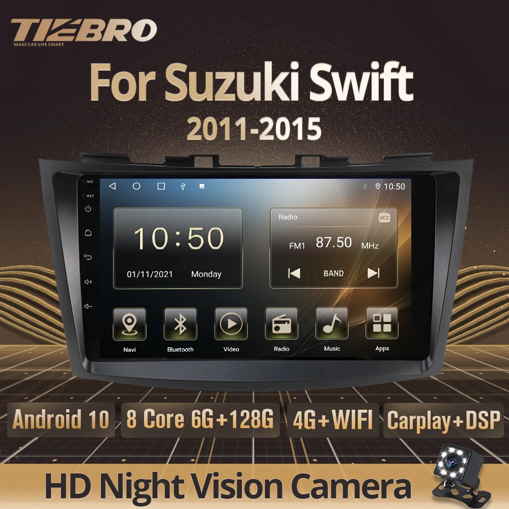 Автомагнитола Tiebro 2DIN Android 10 для Suzuki Swift 2011-2015 Автомобильный приемник GPS-навигация