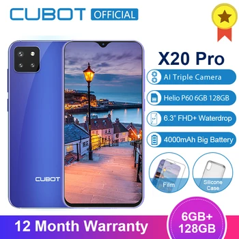 Cubot X20 Pro 6GB+128GB AI Mode Triple Cameras Android 9.0 Octa Core Helio P60 AI 6.3" FHD+ Waterdrop Screen Face ID Smartphone