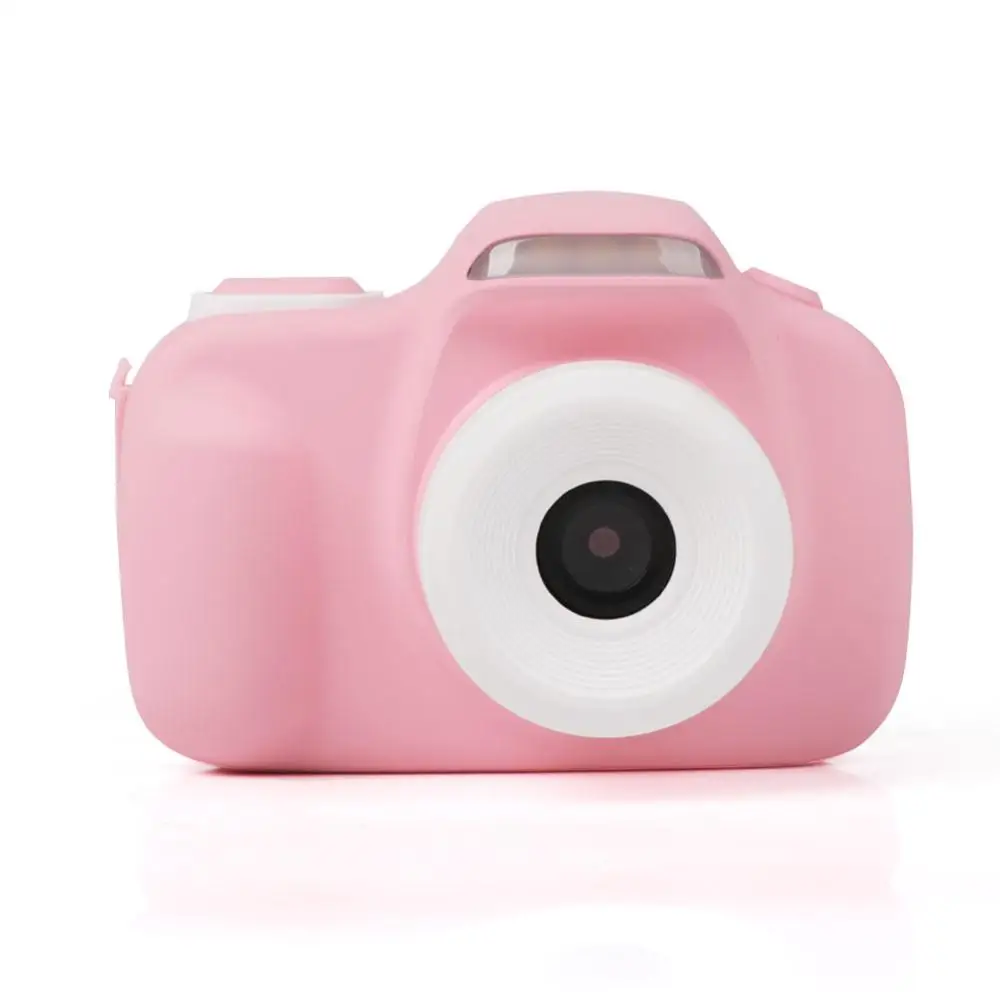 Дети Anti Shake цифровая камера портативный подарки большой экран с силиконовый чехол видеокамера повышенной четкости - Цвет: Розовый