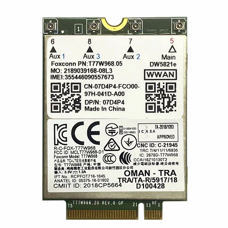 Módulo do Cartão de T77w968 Dw5821e Lte Cat16 Gnss 5g Wwan para a Latitude 5420 5424 7424 Latitude Áspera 74007400 2-em1 - Imagem 2
