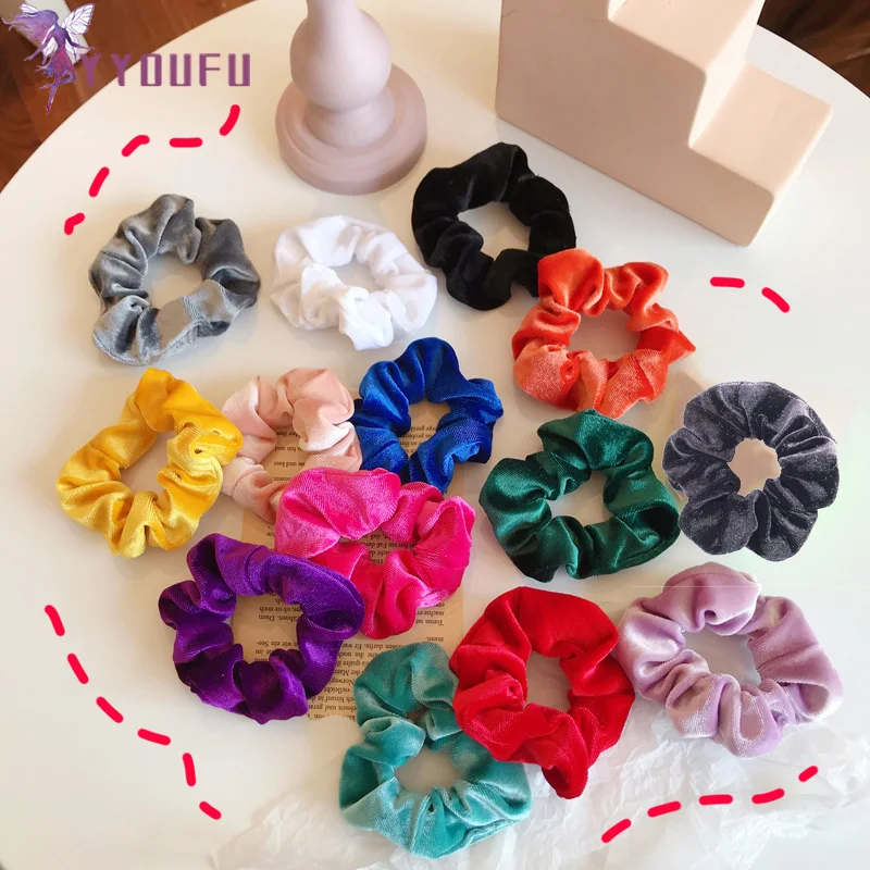 

New Lovely Korea Velvet Hair Scrunchie Elastic Hair Bands Solid Color Women Girls Headwear Ponytail Holder Hair Accessories