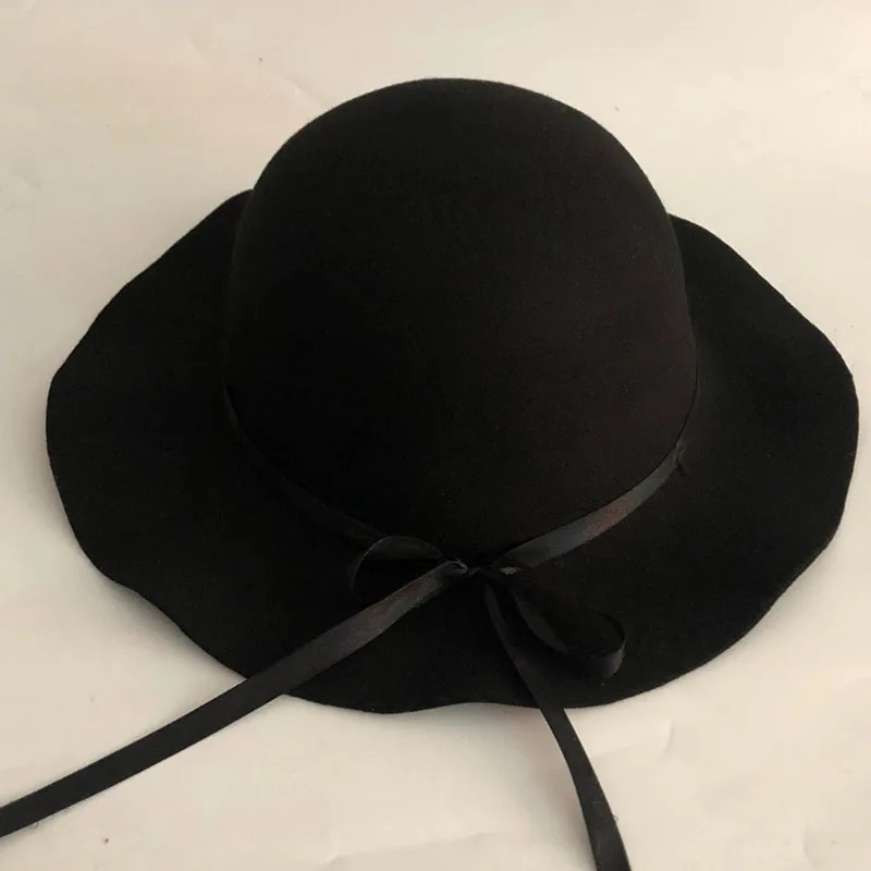 

Fashion New Winter Fedoras Solid Wool Warm Fedoras for Women Girl Spring Jazz Caps Wide Brim Simple Church Derby Flat Top Hats