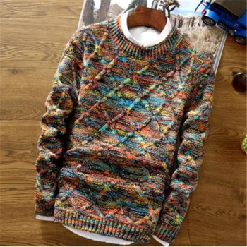 

2019 New Fashion Mens Christmas Sweater Casual Slim Fit Male Clothing Long Sleeve Knitted Pullovers Winter Thick Sweater