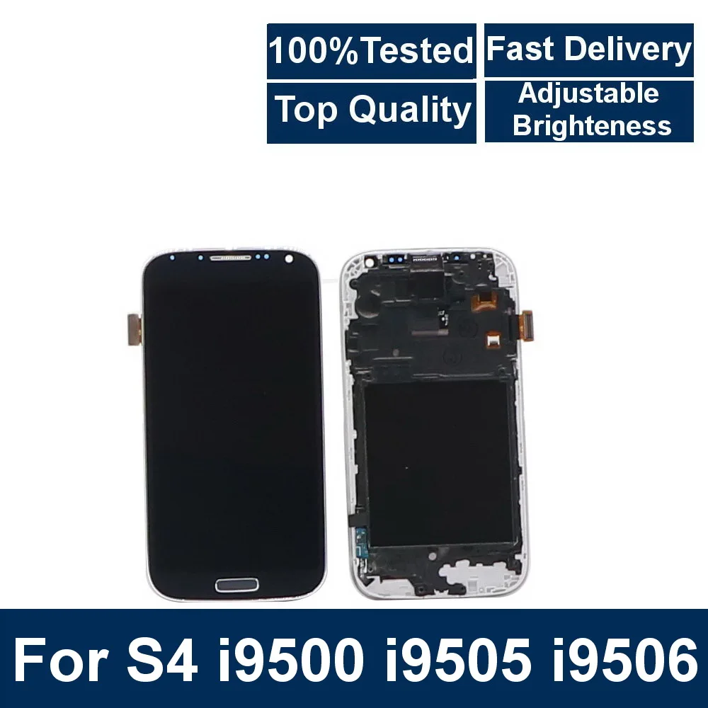 Дешево 100% протестированный ЖК дисплей для samsung S4 I9505 font b lcd b font I9500 i9505 i9506 ЖК экран сенсорный дигитайзер в сборе с контролем яркости