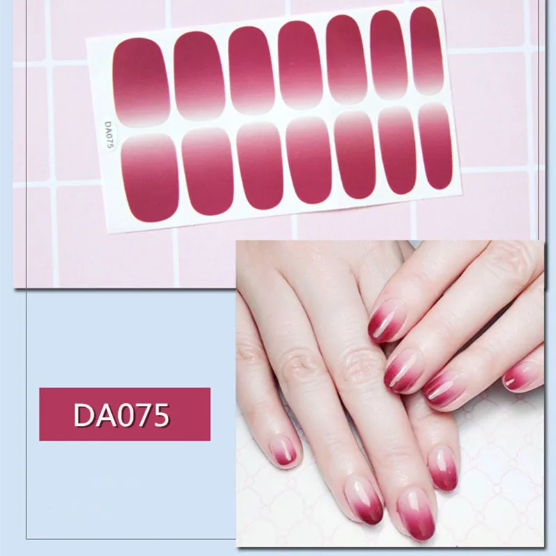 1 шт 3D наклейки для ногтей, накладки в полоску, обертывания, полное покрытие, блестящая наклейка s, самоклеющиеся украшения для ногтей, маникюрные DA055-DA085 - Цвет: DA075