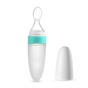 

NCVI Silicone Squeeze Feeding Spoon BPA Free Food Grade Silicone Baby Food Dispensing Spoon with Dust Cover