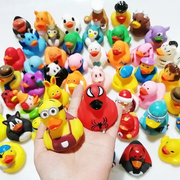 

50PCS Random Mini Colorful Rubber Float Squeaky Sound Duck Bath Toy Baby Water Pool Funny Toys for Girls Boys Gifts
