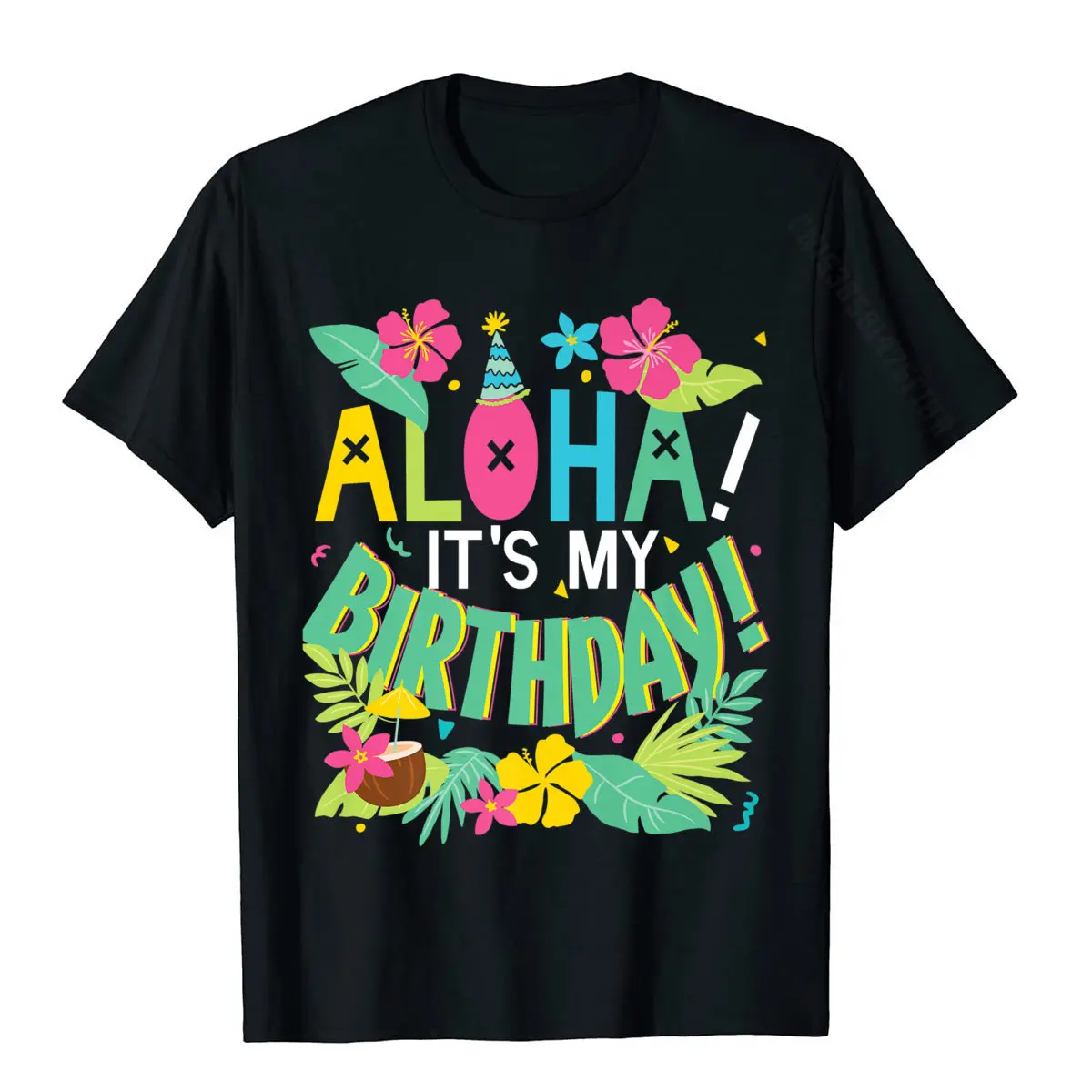 Funny Hawaii Birthday Party Aloha Hawaiian T-Shirt Gift Comics Tops T Shirt Cotton Men Magliette Comics Couples