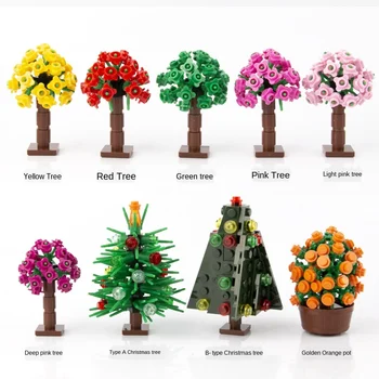 

City Building Blocks Small Particle Scene Accessories Plant Tree Christmas Tree Pine Tree Insert DIY Toys