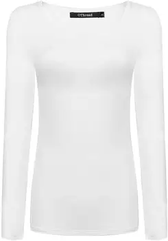 

ZYC15258 women Long Sleeve T-Shirt Scoop Neck Basic Layer Spandex Shirts