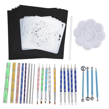 

34PCS Mandala Dotting Tools Set Pen Dotting Tools Brushes Mandala Stencil for Drawing and Drafting Art Supplies