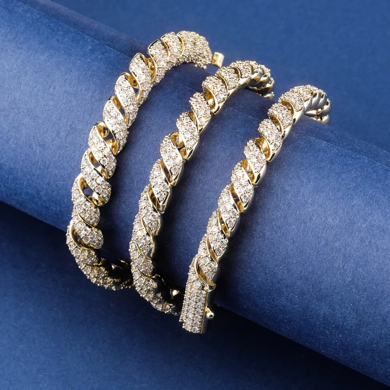 TOPGRILLZ 10 мм Iced Out кубический циркон кубинская ссылка браслет золото серебро Цвет Личность хип хоп ювелирные изделия