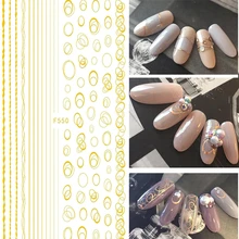 1 лист золотой серебряный круглый стикер для ногтей s полые Геометрические линии 3D наклейки для дизайна ногтей Наклейка слайдер наклейка звезда лунные Стикеры