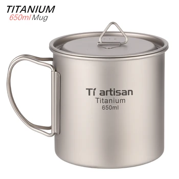 

Home Outdoor Titanium Cup Mug Pots Portable Mug Travel Camping Picnic Water Cup Tableware Coffee Teapot Outdoor Cookware 650ml