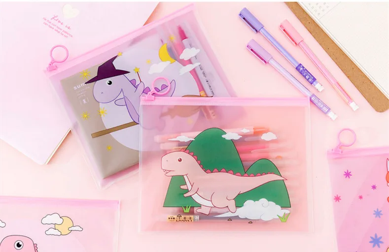 Новинка, 1 шт., Kawaii, водонепроницаемый в форме динозавра, A5, папка для файлов, бумага для документов, органайзер, сумка для хранения, карандаш, ручка, блокнот, сумки, канцелярские принадлежности