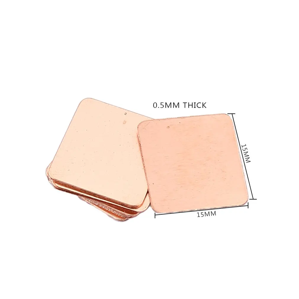 10 Pure Copper Brass Heatsink Shim Thermal Pad Barrier for Laptop Graphics Card 15x15mm Fast Thermal Dissipation 10 Pure Copper Brass Heatsink Shim Thermal Pad Barrier for Laptop Graphics Card 15x15mm Fast Thermal Dissipation
