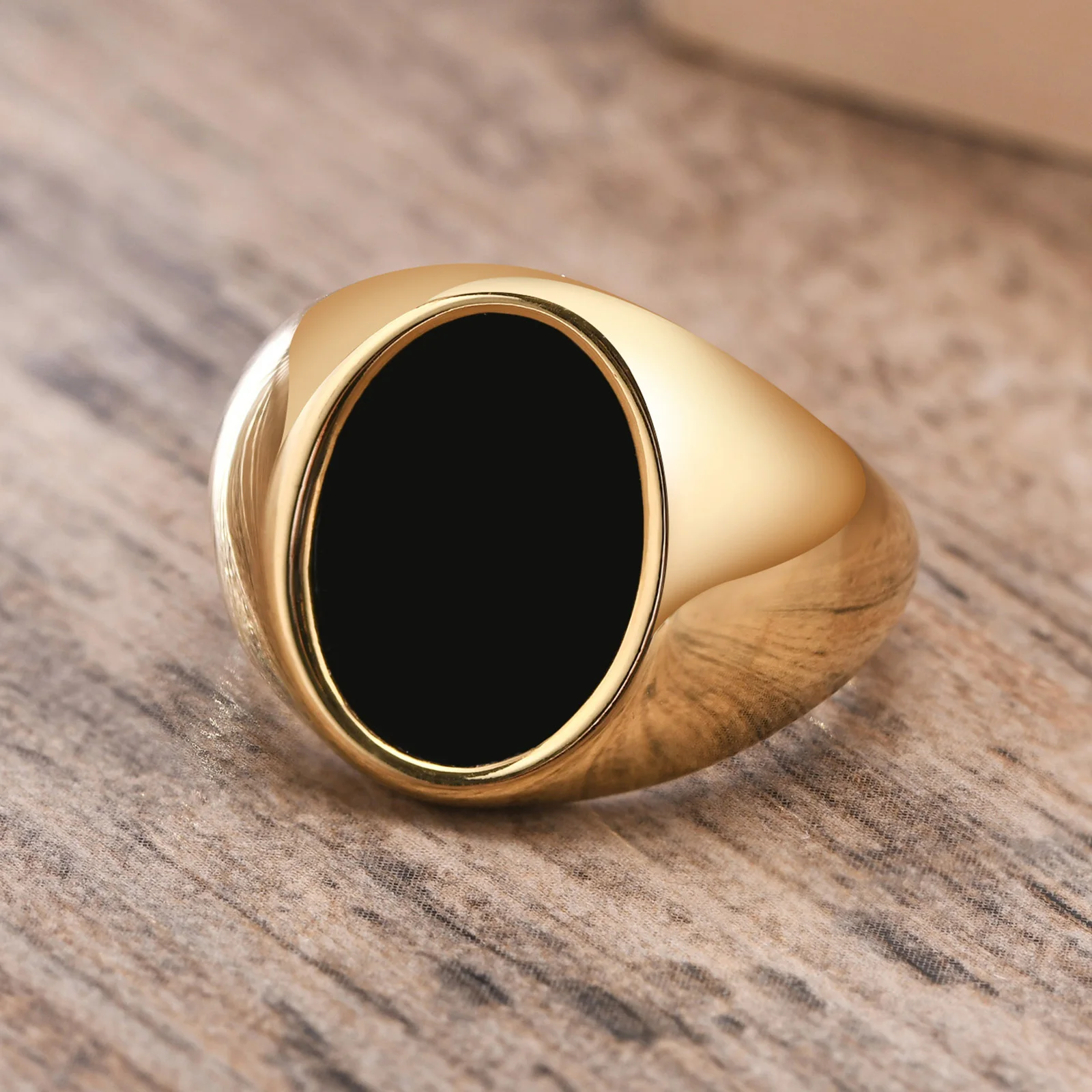Signet Ring Signet Ring In Stainless Steel Gold Plating For Men Jewelry Fashion Round Rings Gift To Teens