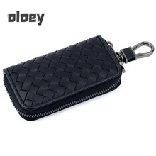 OLOEY премиум овчины ручной вязки мужские кошельки для ключей Натуральная кожа Автомобильный ключ кошелек многофункциональная молния ключница