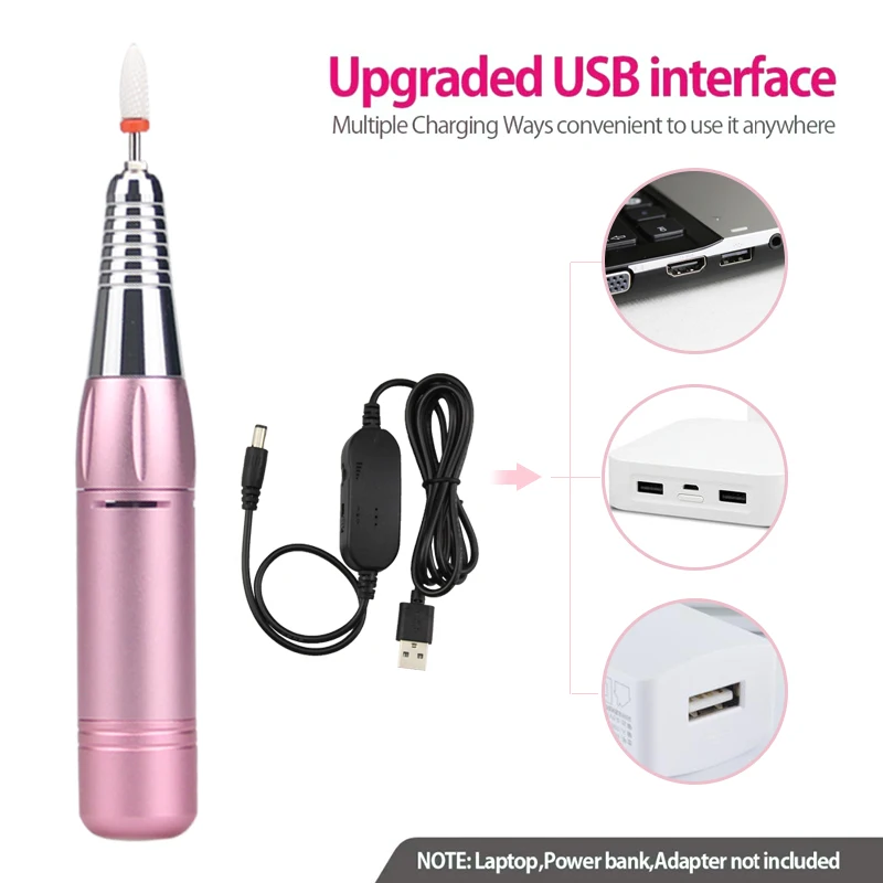 Nail Drill Machine 35000 RPM Electric Nail Drill Manicure Set USB Portable Nail Drill Pen For Manicure Gel Milling Salon