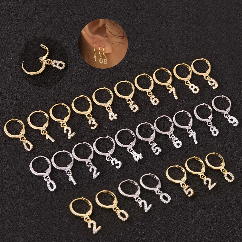 2019 1pcs New Arabic Digital CZ piercing Hoop Earrings for Women Puncture Stud Errings Creative Cartilage Helix Piercing Jewelry | Украшения