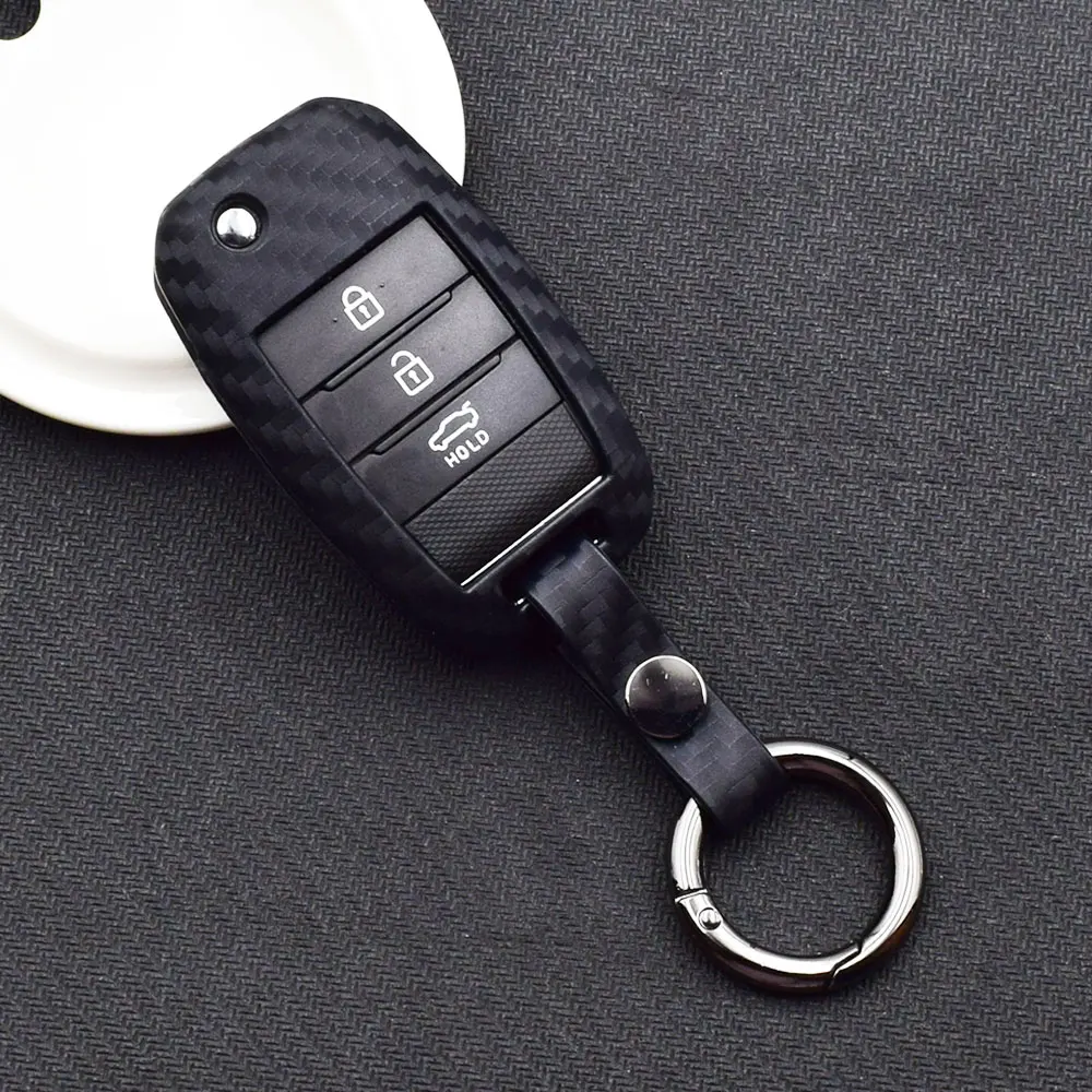 УГЛЕРОДНЫЙ силиконовый чехол для ключей от машины для KIA KX5 Rio Sportage QL Ceed Sorento Cerato K2 K3 K4 K5 Складной Дистанционный чехол для ключа чехол сумка