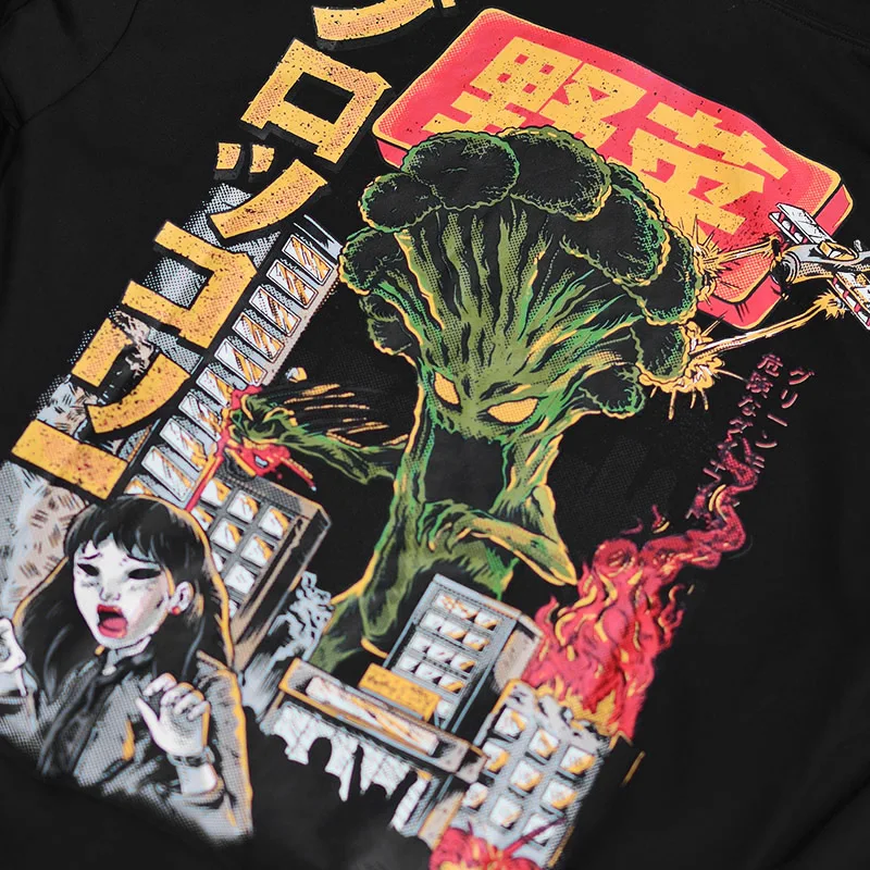 Tanie 2019 mężczyźni bluza z kapturem w stylu hip hop bluza atak potworów w japońskim stylu harajuku bluza z kapturem Streetwear śmieszne jesień bawełna bluza z kapturem czarny