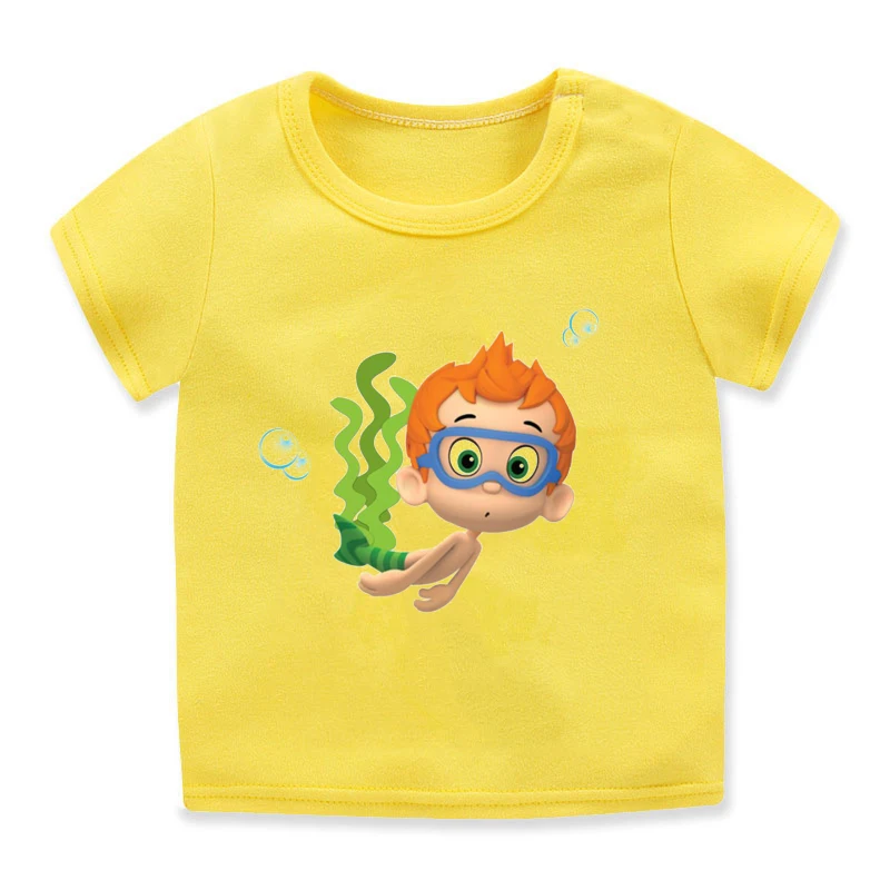 newly children's t-shirt cute Bubble Guppies Let's Dance Girls print girls t shirt kawaii kids tshirt short sleeve tops t shirt green child	