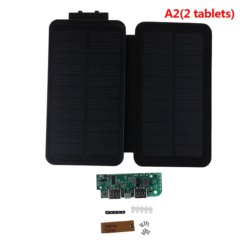 Панель power Bank чехол Зарядное устройство DIY комплекты Коробка для samsung портативный складной светодиодный двойной usb порты Солнечный - Цвет: A2