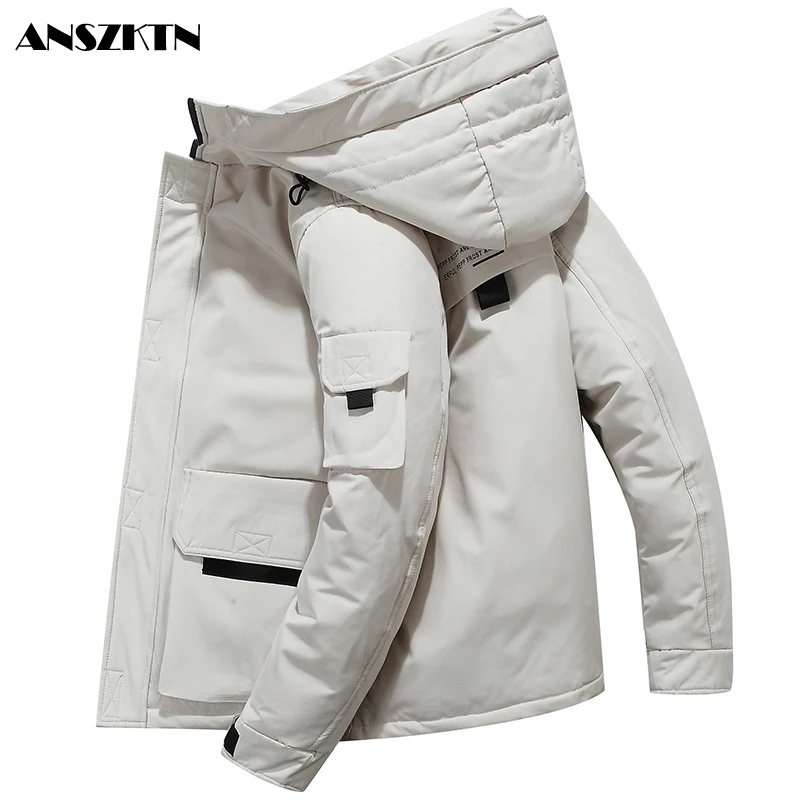 2020 New Arrivel Winter Men Parka Big Pockets Casual Jacket Hooded Solid Color Down Puffer Thicken And Warm hooded Outwear Coat | Мужская
