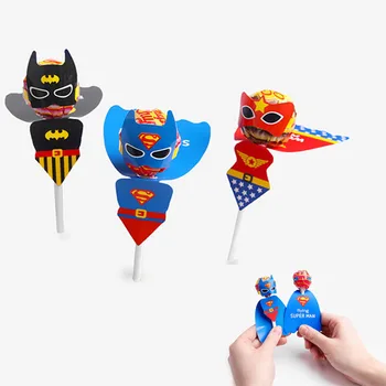 

18pcs Wonder Woman Superman Batman Candy Lollipop Decoration Cards for Kids Children Super Hero Themed Birthday Party Favor Gift