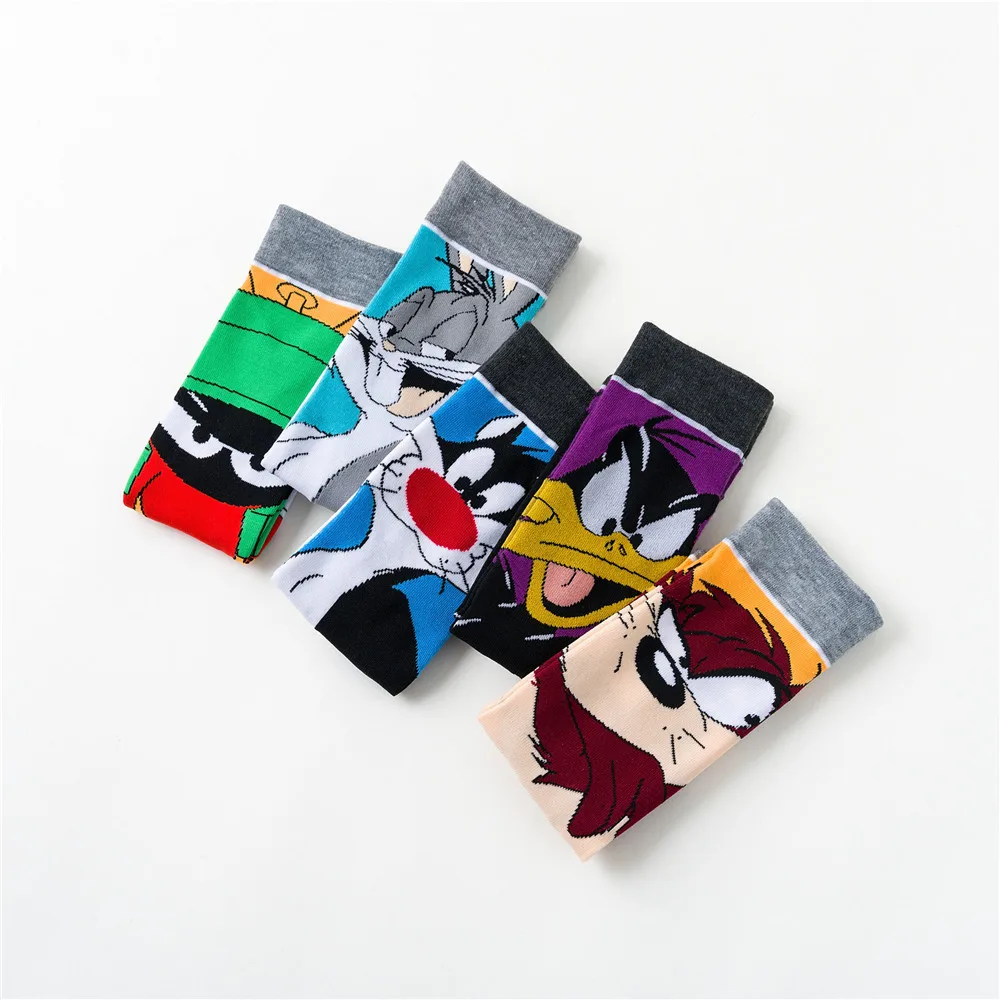 Носки с мультяшным кроликом Повседневные носки в стиле хип-хоп креативные мягкие удобные забавные новые мужские хлопковые носки