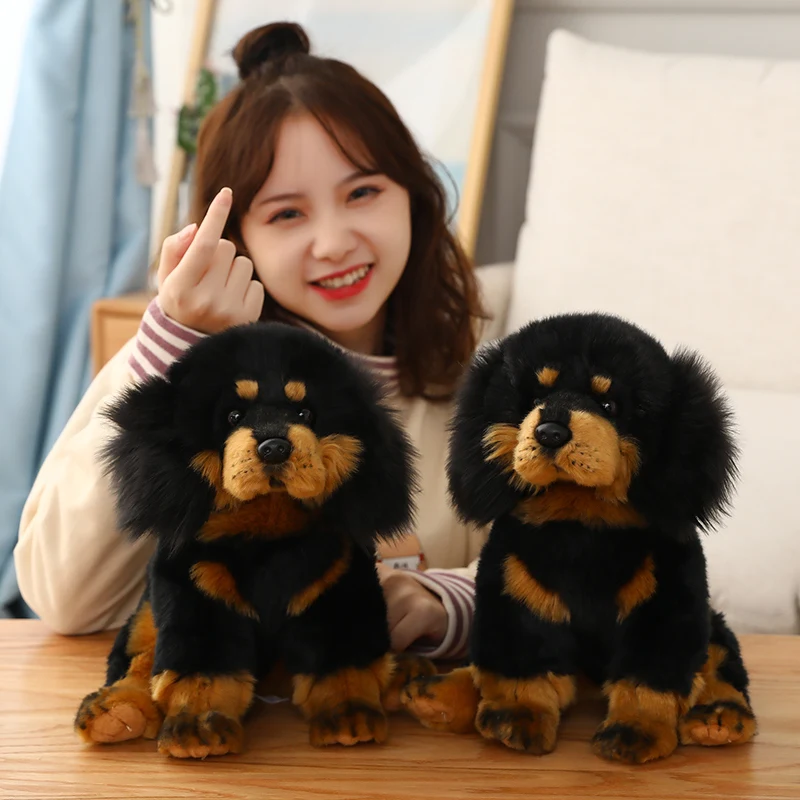 프랑스 불독 강아지 박제 늑대 개 티베트 마스티프 플러시 장난감 귀여운 시뮬레이션 애완 동물 솜털  인형 어린이를위한 생일 선물