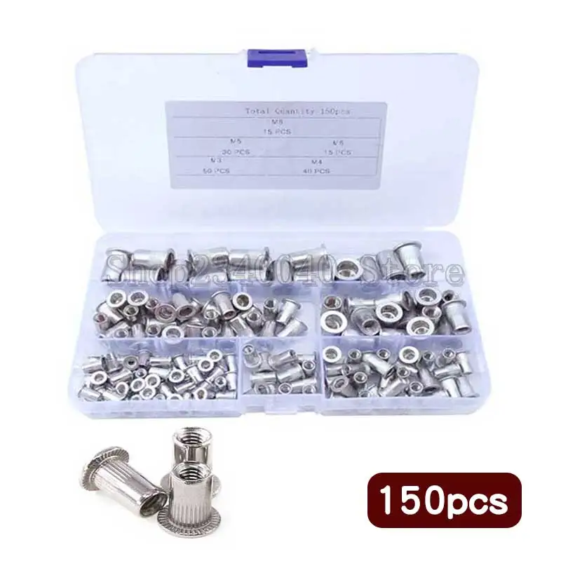 150pcs Алюминиевая заклепочная гайка комплект Rivnut Nutsert Стандартный заклепки