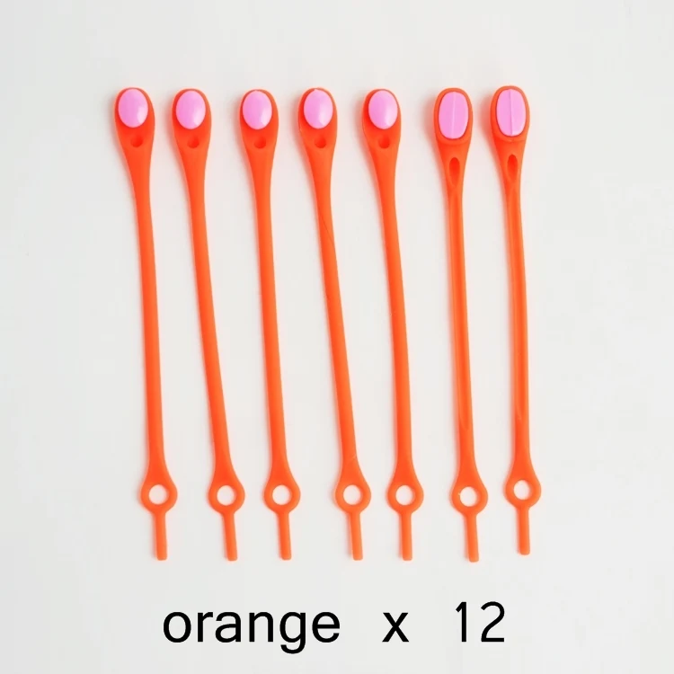 Orange 12 шт./лот, силиконовые шнурки, эластичные шнурки для обуви, специальные шнурки для мужчин и женщин, резиновые шнурки Zapatillas Z012 - Цвет: Orange