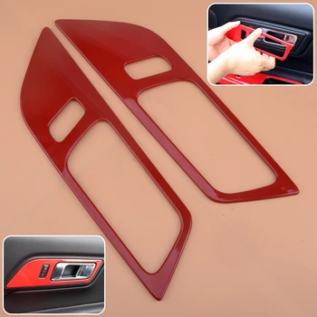 

DWCX 2pcs Red ABS Car Interior Door Handle Bowl Frame Cover Decor Trim fit for Ford Mustang 2015 2016 2017 2018 2019