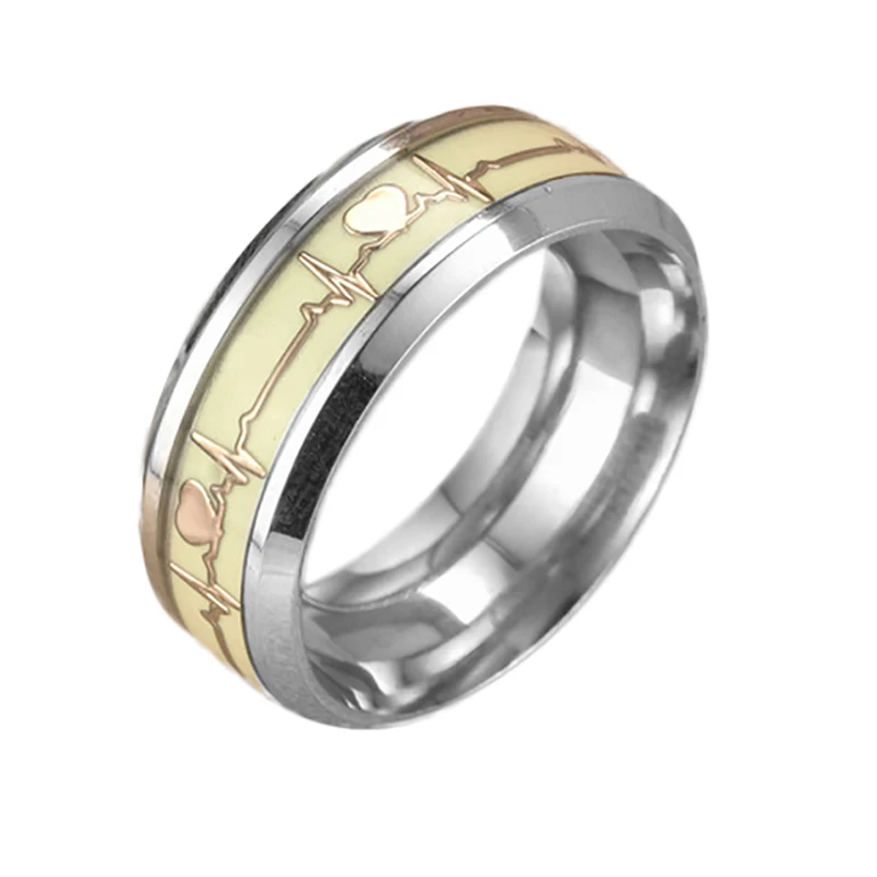 Style B Gold Классическое светящееся парное кольцо светится в темноте кольцо из нержавеющей стали Сердце Навсегда модное ювелирное изделие для девочки/мальчика подарок для друзей - Цвет основного камня: Style B Gold