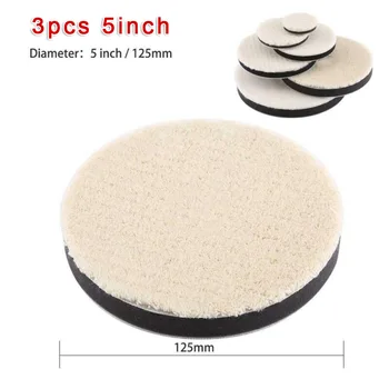 

3pcs 5inch Wool Sponge Polishing Buffing Waxing Pads Set For Car Polisher Buffer Professional Car Accessories