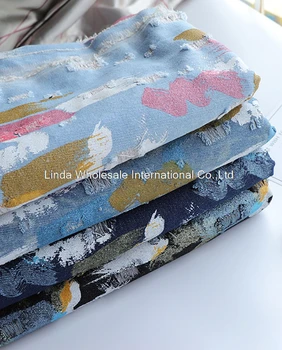 

Good quality cotton washed cowboy cloth,printed jeans fabric,Sewing accessories,fabric by the yard