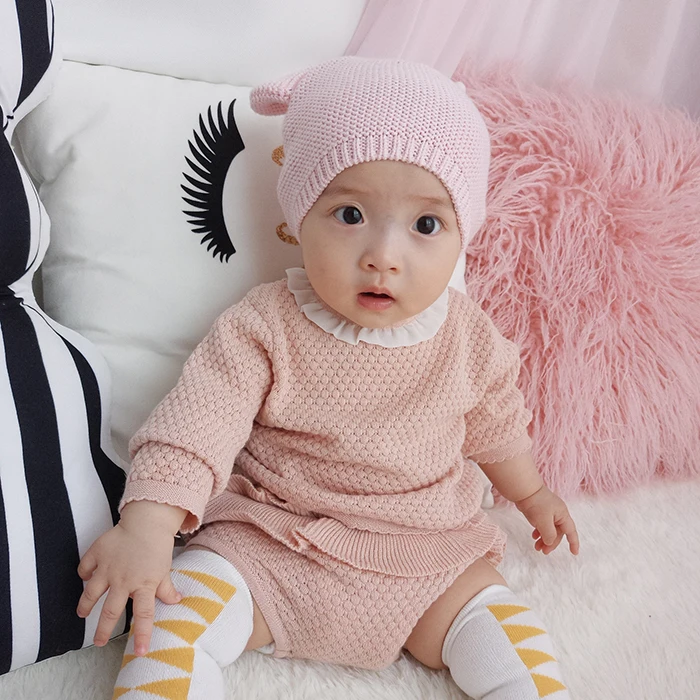 Baby Girls Boys Clothing Sets Spring Autumn Fashion Baby Girls Clothes Long Sleeve Knit Sweater+Shorts Sets of Children