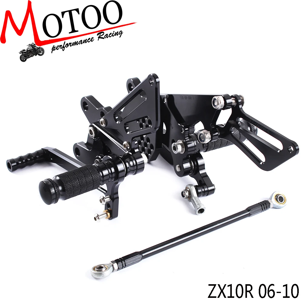 Full CNC Aluminum Motorcycle Adjustable footrest footpeg pedal Rearsets Rear Sets Foot Pegs For KAWASAKI ZX10R ZX-10R 2006-2010