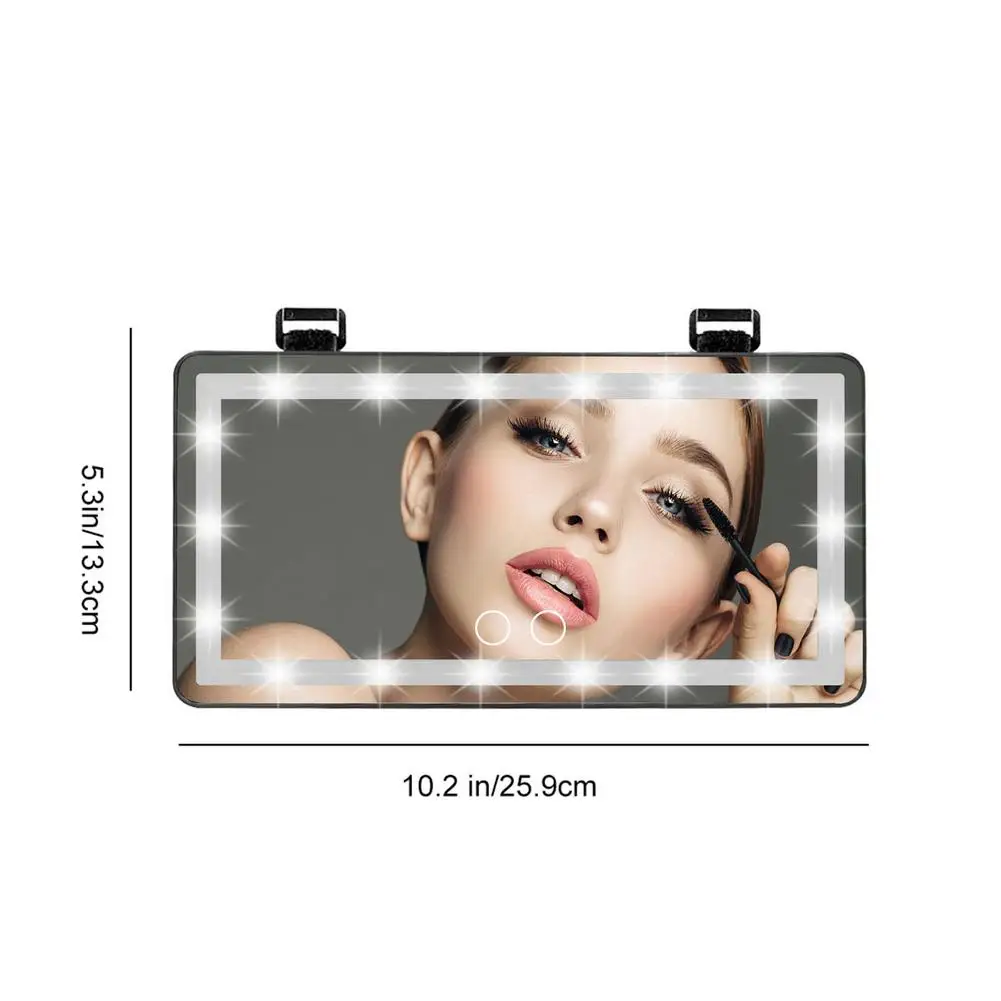 Car Mirror Vanity Makeup Mirror With 60 LED Lights 3 Lighting Mode Rear