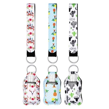 

Empty Refillable Bottle and Holder Keychain Wristlet Kits Sanitizer Dispenser GXMC