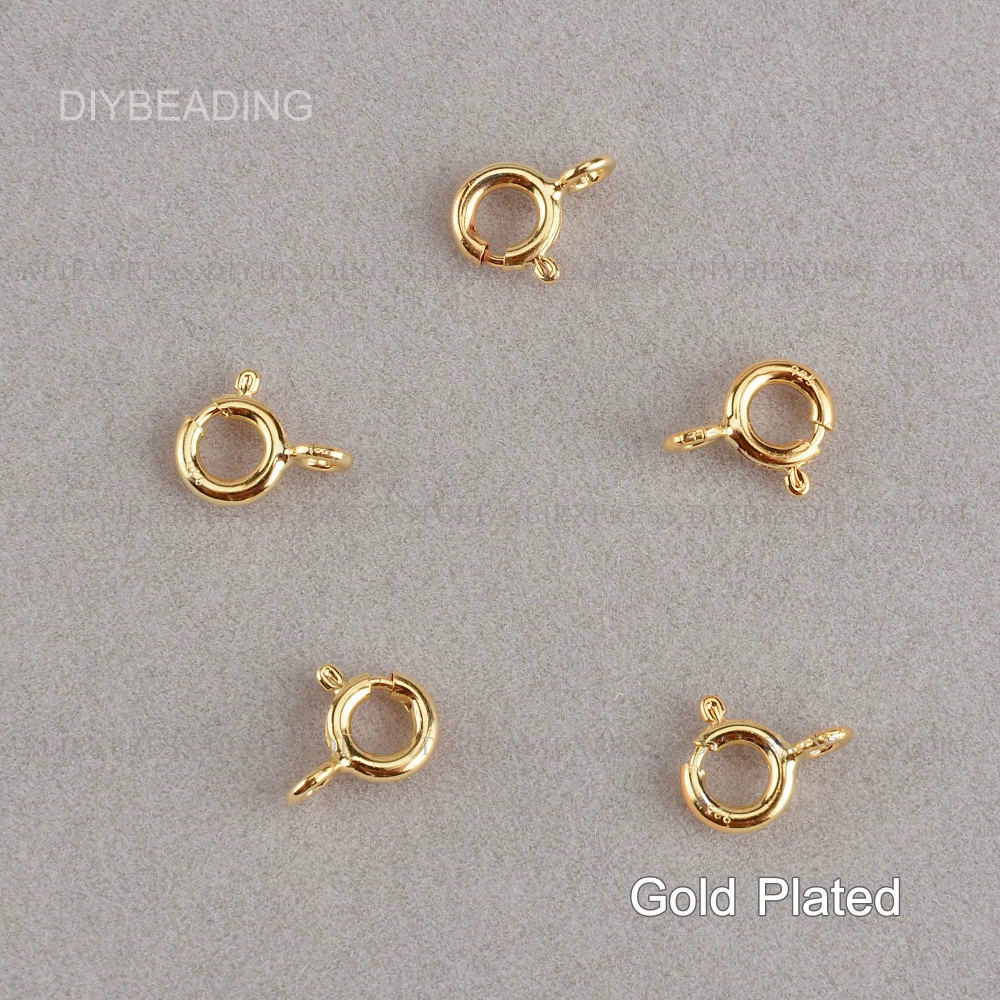 5-50 Pcs Sterling Silver Clasp Finding for Making Jewelry Silver/ Gold Color 925 Silver Spring End Clasps Lots Supply (5mm 6mm)