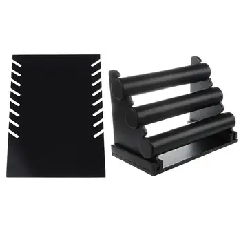 

2 Pcs 3-Tier Jewelry Stand Bracelet Holder Necklace Display Rack Organizer Black 28x19cm