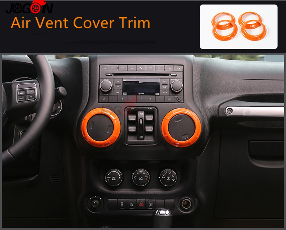 Для Jeep Wrangler 2011- автомобильные аксессуары внутренняя отделка рулевого колеса Центральная отделка вентиляционного отверстия отделка ручки для пассажирской двери комплект