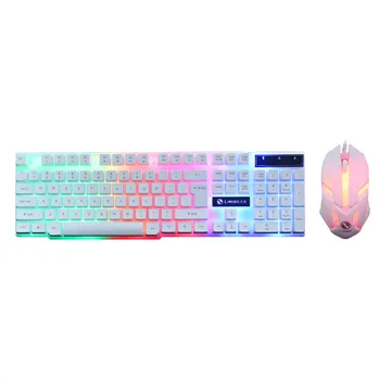 

Colorful LED Illuminated Backlit USB Wired PC Rainbow Gaming Keyboard Mouse Set 1600 DPI 104 keys ergonomic design 2020