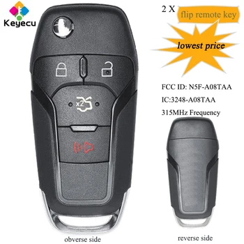 

KEYECU Pair Keyless Entry Flip Remote Key With 4 Button 315MHz HU101 Blade - FOB for Ford Fusion 2013 2014 2015 2016, N5F-A08TAA