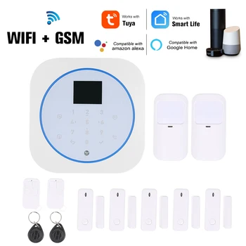 

Wifi GSM Alarm System Intercom Remote Control Autodial TFT 433MHz Detectors 3 Wired Defense zones 100 Wireless Defense