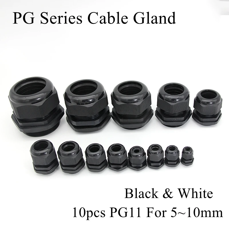 10 шт. PG11 кабельная втулка для провода 5-10 мм CE белый черный IP68 водонепроницаемый